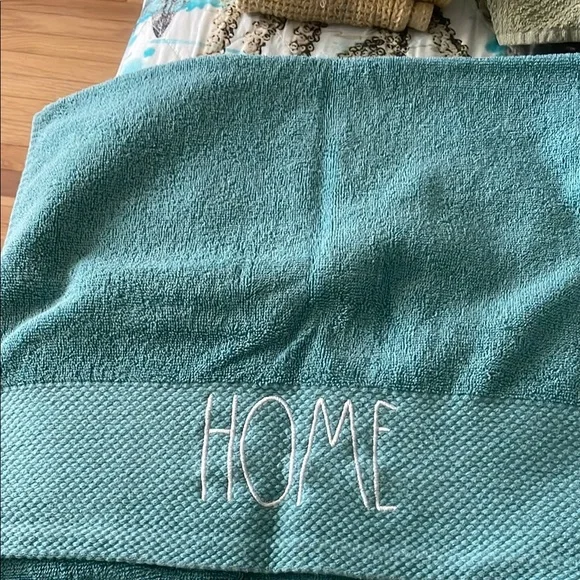 Rae Dunn Teal Home Hand Towel - 2 - Picture 1 of 3